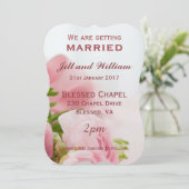 We gaan trouwen met roze rozen bruiloft kaart (Staand voorkant)