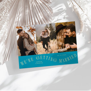 We Gaan Trouwen Multi Foto Aqua Blauw Save The Date