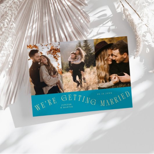 We Gaan Trouwen Multi Foto Aqua Blauw Save The Date