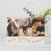 We Gaan Trouwen Multi Foto Crème Save The Date (Staand voorkant)