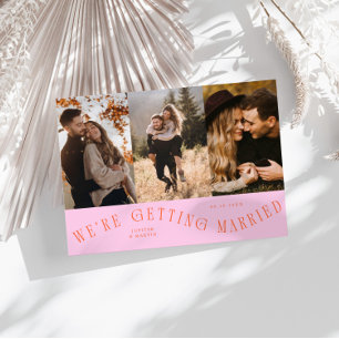 We Gaan Trouwen Multi Foto Oranje Roze Save The Date