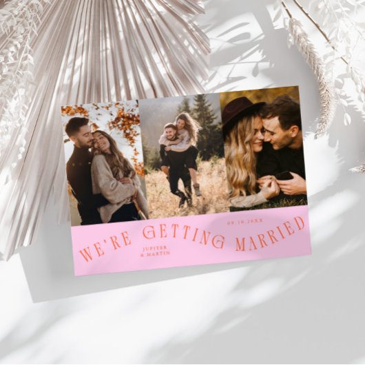 We Gaan Trouwen Multi Foto Oranje Roze Save The Date