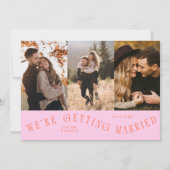 We Gaan Trouwen Multi Foto Oranje Roze Save The Date (Voorkant)