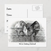 We Gaan Trouwen: Paarden, Potlood Kunst, Bruiloft Uitnodiging Briefkaart (Voorkant / Achterkant)