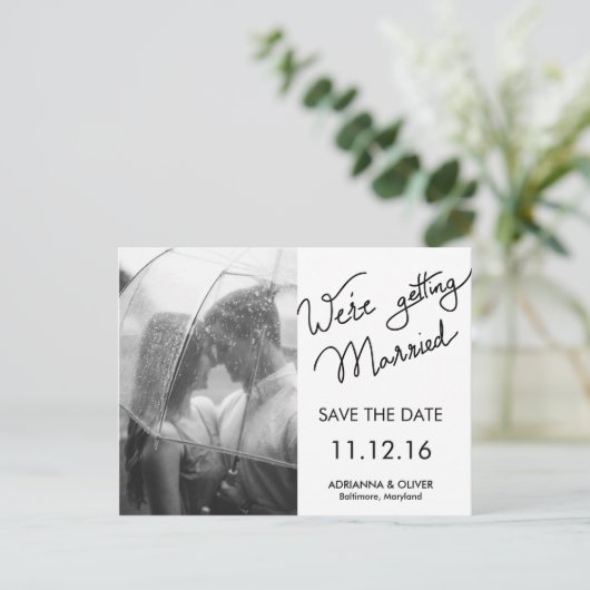 We gaan trouwen script Save the Date foto Aankondigingskaart (Staand voorkant)