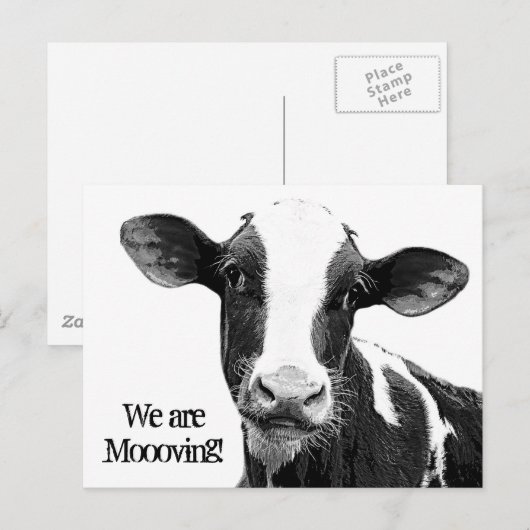We gaan verhuizen! Bewegende adreswijziging Koe Aankondigingskaart (Voorkant / Achterkant)