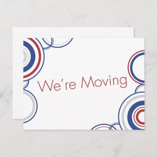 We gaan verhuizen - rood en blauw aankondigingskaart (Voorkant / Achterkant)