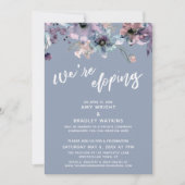 We Gaan Vluchten Script Dusty Blue Aquarel Bloemen Kaart (Voorkant)