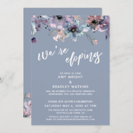 We Gaan Vluchten Script Dusty Blue Aquarel Bloemen Kaart