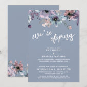 We Gaan Vluchten Script Dusty Blue Waterverf Bloem Kaart (Voorkant / Achterkant)