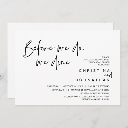 We gaan voor we dat doen in het avondeten. kaart (Voorkant / Achterkant)