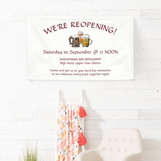 WE GAAN WEER OPEN! Bar Restaurant Relaunch Custom Spandoek (Insitu)