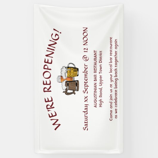 WE GAAN WEER OPEN! Bar Restaurant Relaunch Custom Spandoek (Verticaal)
