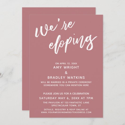 We Gaan Weg Simple Stof Roze Handgeschreven Letter Kaart (Voorkant / Achterkant)