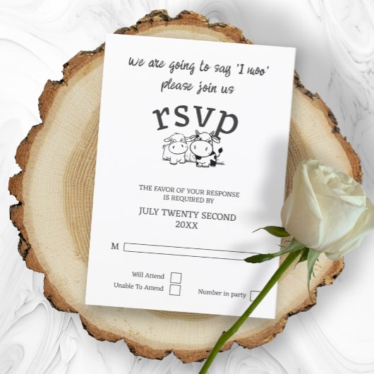 We gaan zeggen ik moo RSVP bruiloft