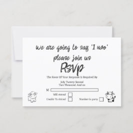 We gaan zeggen ik moo RSVP bruiloft Kaartje