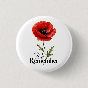 We Gedenken – Rode Klaproos Herdenkingsdag Tributo Ronde Button 3,2 Cm