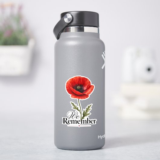 We Gedenken – Rode Klaproos Herdenkingsdag Tributo Sticker (HydroFlask)
