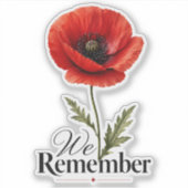 We Gedenken – Rode Klaproos Herdenkingsdag Tributo Sticker (Voorkant)