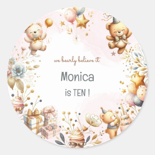 We geloven bijna, royal tedddy beer kinderen verja ronde sticker (Voorkant)