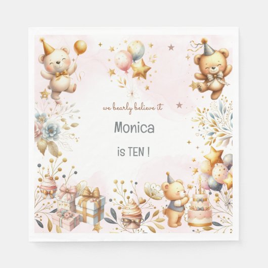 We geloven bijna, royal tedddy beer kinderen verja servet (Voorkant)