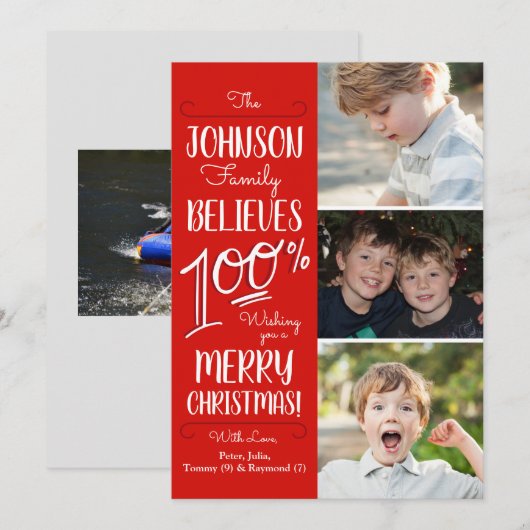 We geloven dat 100% vakantiefotokaart bedankkaart (Voorkant / Achterkant)