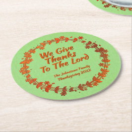 We geven Bedankt aan de Lord Wreatname-naam Ronde Kartonnen Onderzetter