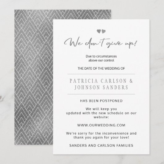 We geven de uitgestelde huwelijksaankondiging niet kaart (Voorkant / Achterkant)