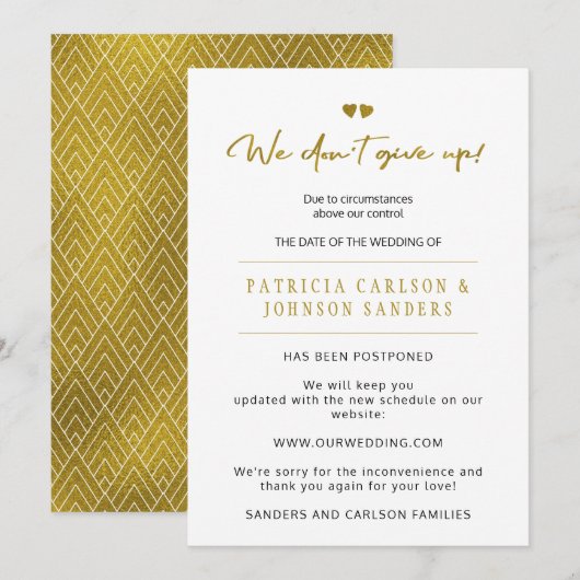 We geven de uitgestelde trouwaankondiging niet op kaart (Voorkant / Achterkant)