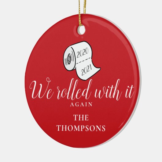 We gingen er weer mee om... grappige kerstfeestdag keramisch ornament (Links)