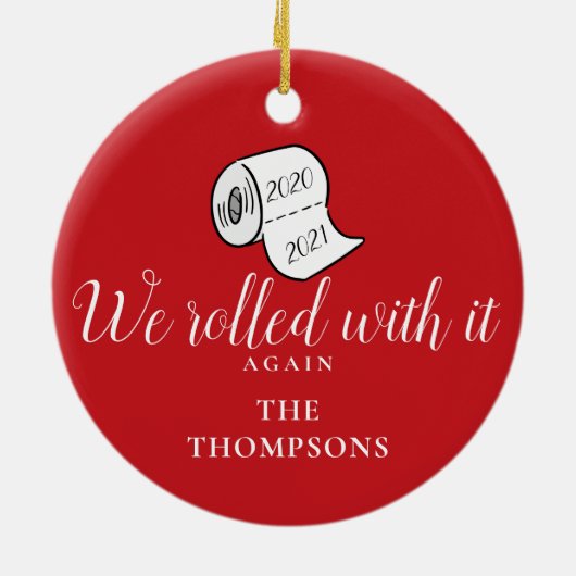 We gingen er weer mee om... grappige kerstfeestdag keramisch ornament (Achterkant)