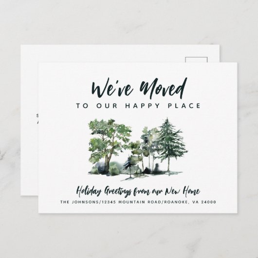 We gingen naar ons Happy Place Holiday New Address Aankondigingskaart (Voorkant / Achterkant)