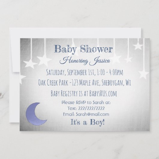 We gingen op het Baby shower van een Star Boy. Kaart (Achterkant)
