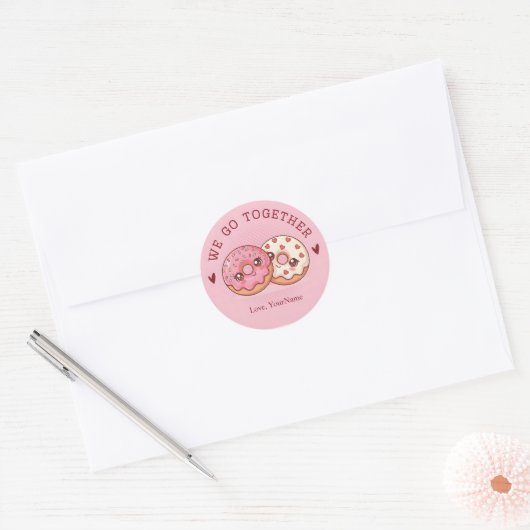 We Go Together Cute Donut Valentine Sticker (Envelop)