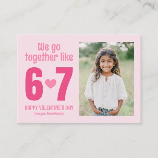 We Go Together Like 6 7 Kids Photo Valentine's Notitiekaartje (Voorkant)