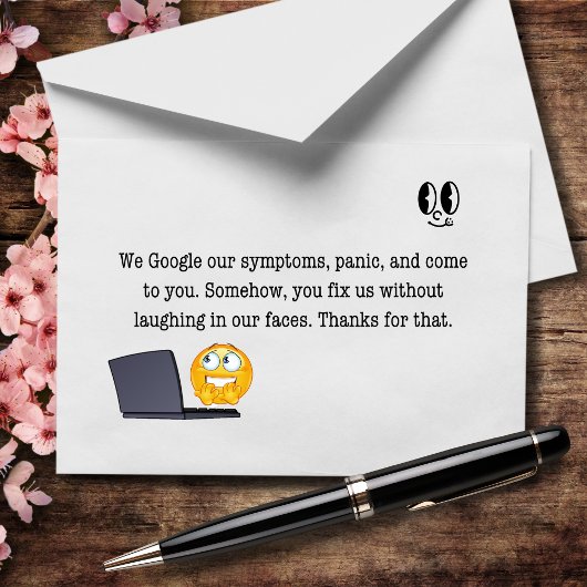 We googlen onze symptomen, je lost onze domheid op bedankkaart