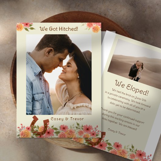 We Got Hitched Elopement Foto Aankondiging
