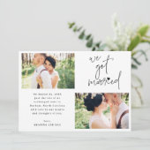 We Got Married 2-Foto Script Hart Trouwdag Aankondiging (Staand voorkant)