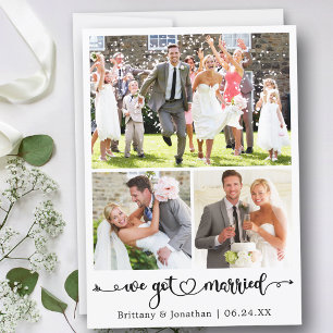 We Got Married 3 Foto Calligrafie Hart Trouwfoto Aankondiging