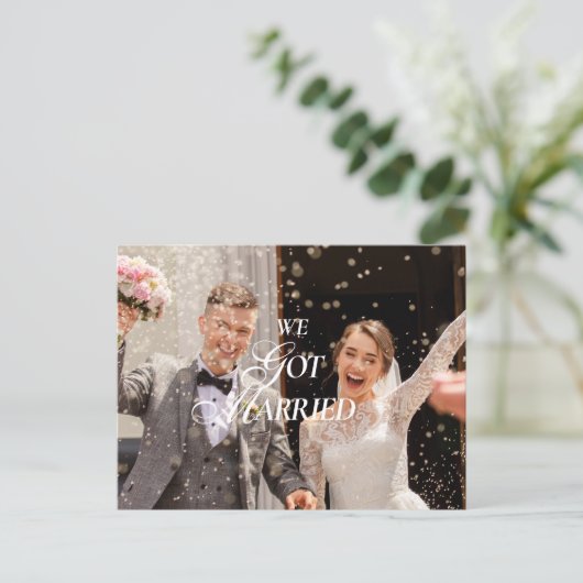 We got married announcement briefkaart (Staand voorkant)
