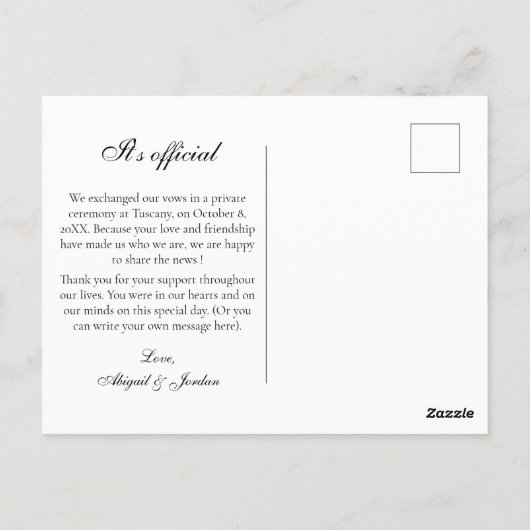 We got married announcement  briefkaart (Achterkant)