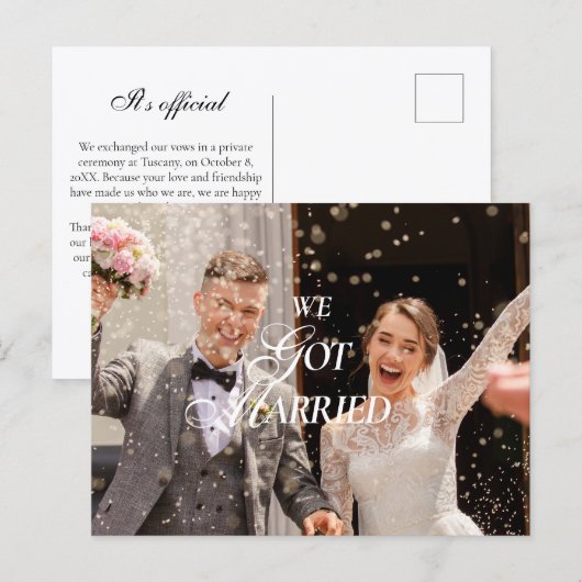 We got married announcement briefkaart (Voorkant / Achterkant)