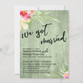 We Got Married Aquarel Bloemen & Groen Hout Kaart (Voorkant)