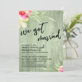 We Got Married Aquarel Bloemen & Groen Hout Kaart (Staand voorkant)