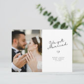 we got married black script wedding announcement aankondiging (Staand voorkant)