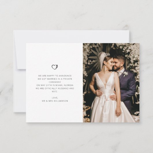 we got married black script wedding announcement aankondiging (Achterkant)