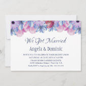 We Got Married Blauw Roze Bloemige Trouwreceptie Kaart (Voorkant)