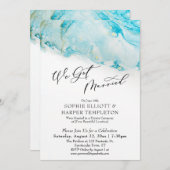 We Got Married Blauwgroene & Gouden Inkt Ontvangst Kaart (Voorkant / Achterkant)