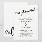We Got Married Bold Zwart Wit Ontvangst Only Kaart (Voorkant / Achterkant)
