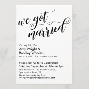 We Got Married Calligrafie Trouwfeest na de bruilo Kaart